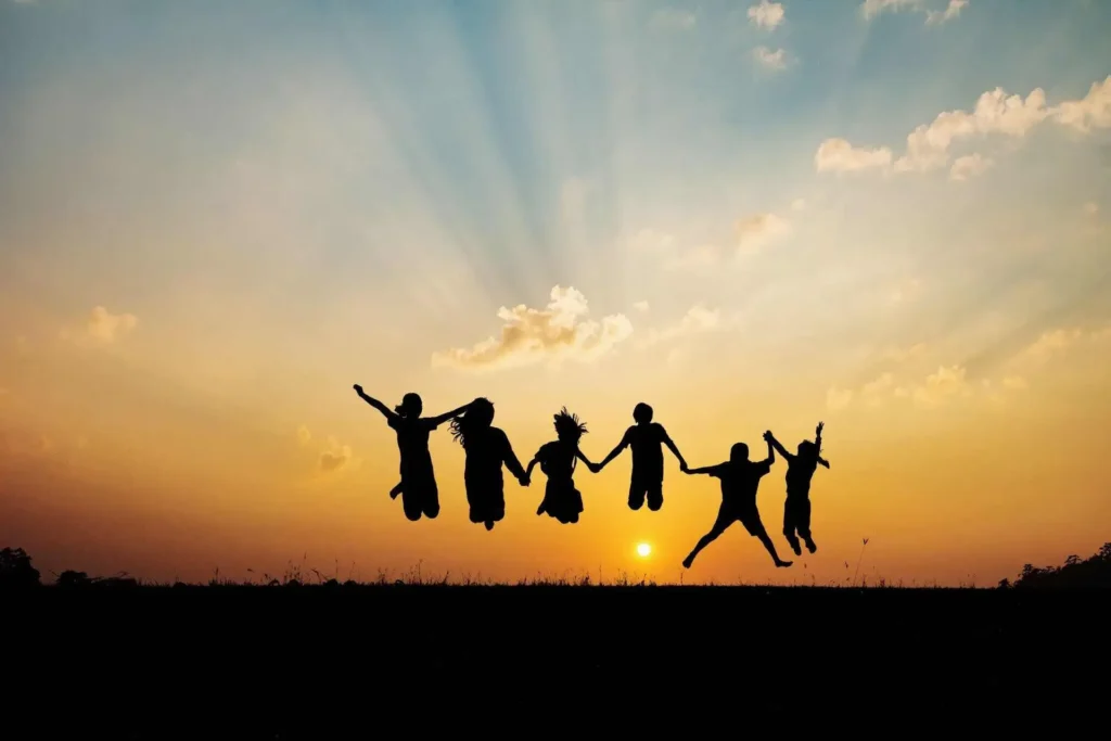 A healthy people jumping