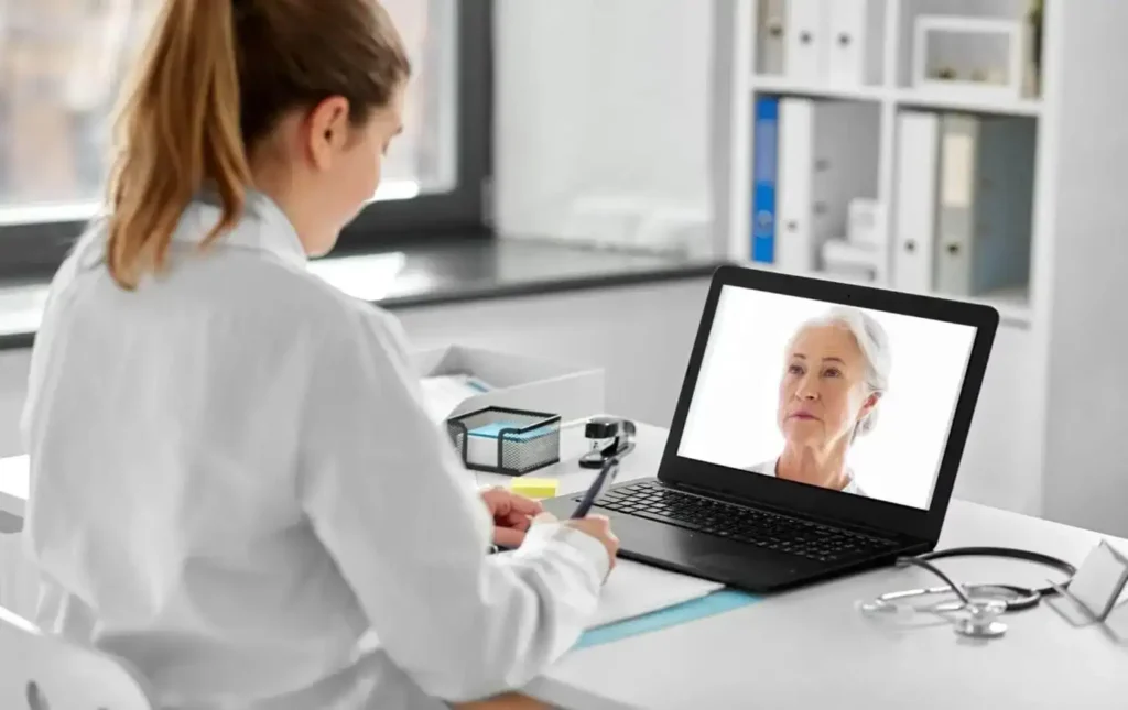 Board-certified nurse practitioner consulting with a patient about semaglutide weight loss treatment in Connecticut