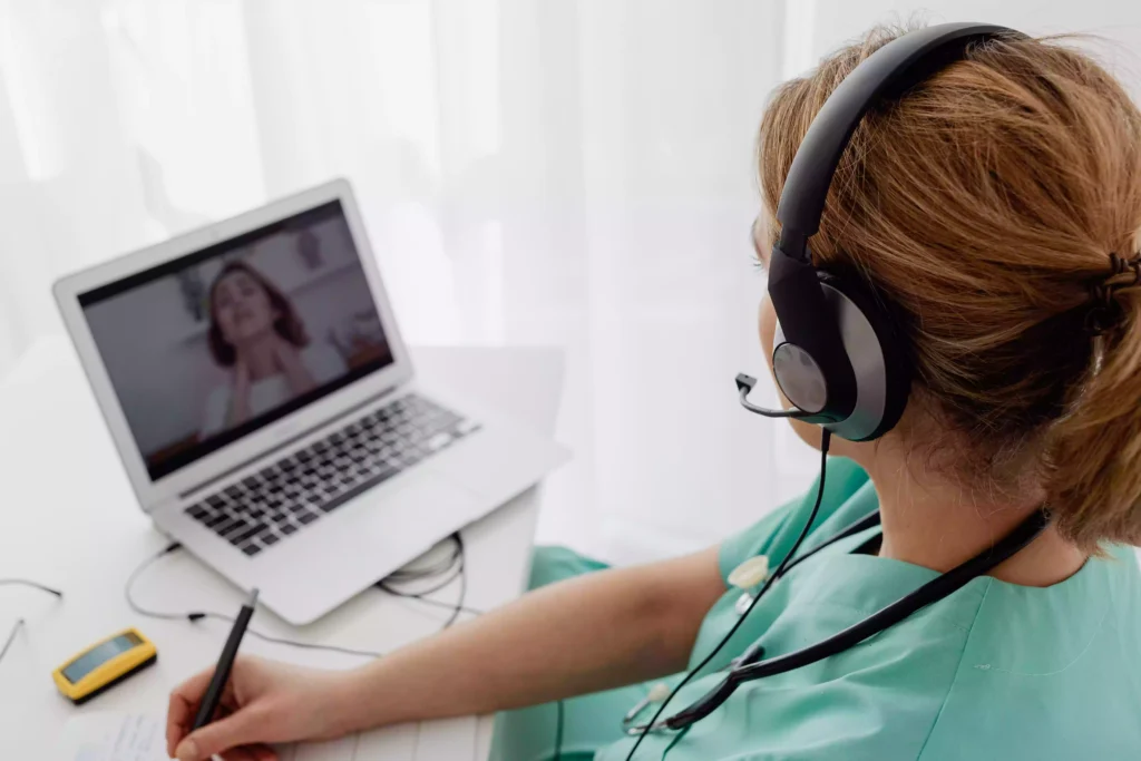 Patient discussing tirzepatide dose reduction with telehealth provider