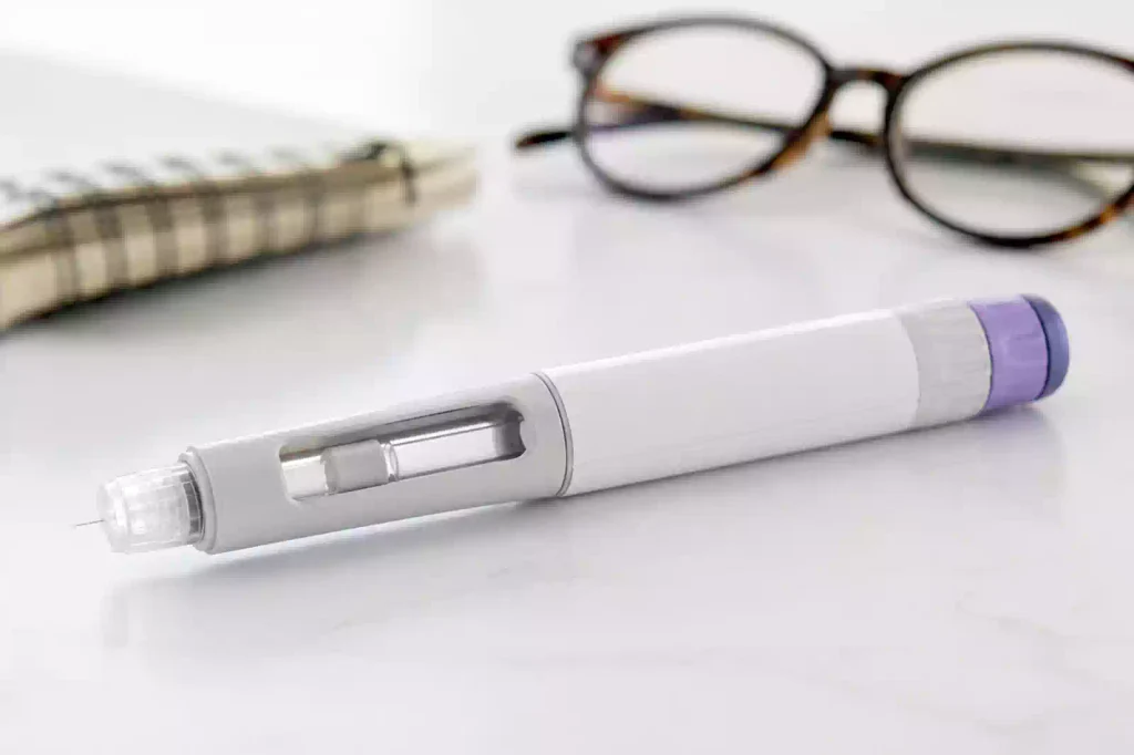 Weekly GLP-1 injection pen used for medical weight loss and blood pressure management